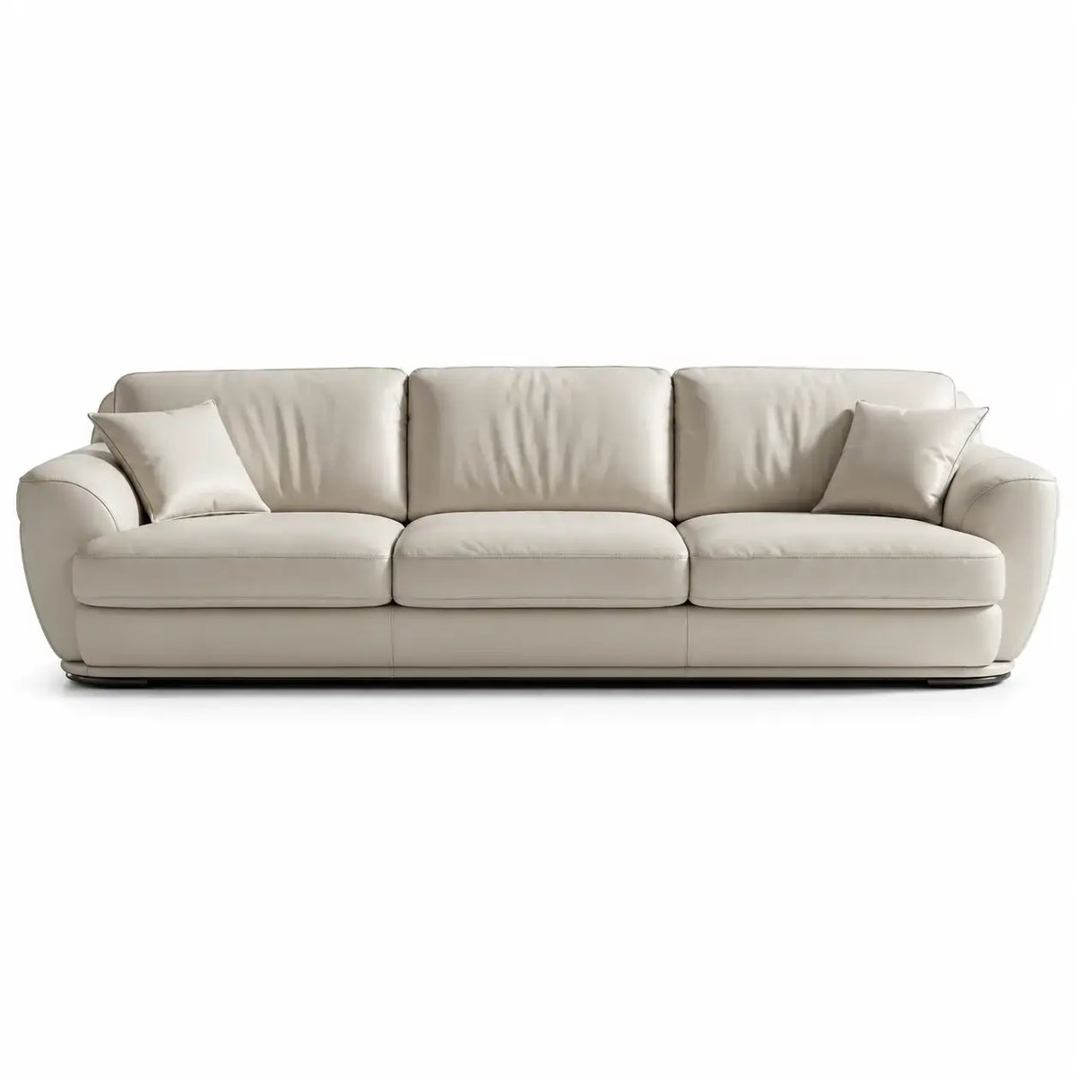 Beige upholstered sofa with padded seat and backrest, modern design by wetandwestcoast, comfortable living room furniture