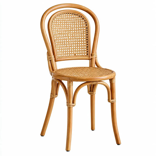 Castanho and bege woven detail chair by WetandWestcoast, showcasing intricate entrançados design with wooden legs.