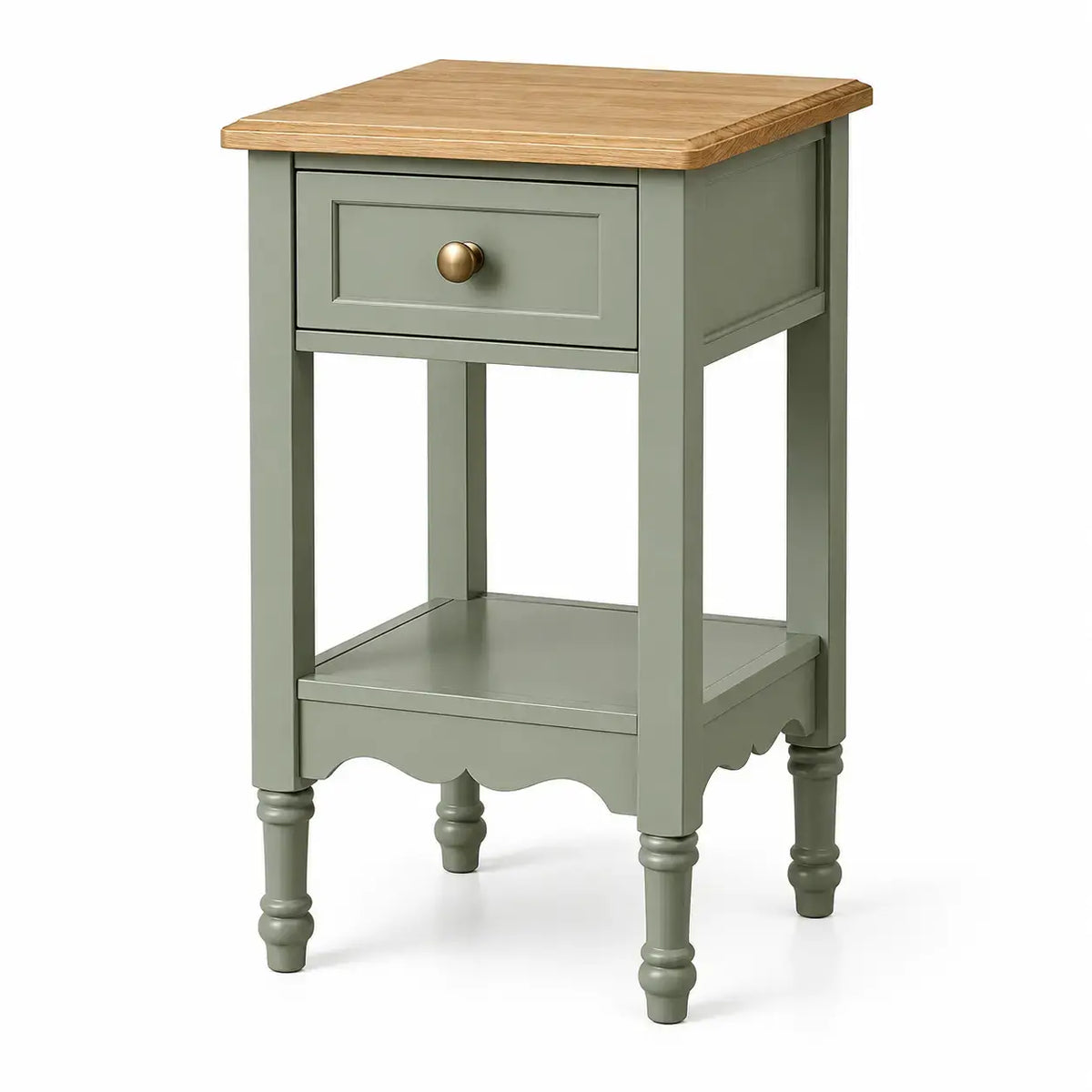 Wetandwestcoast high-shaped support table in green and brown, featuring a sleek, modern design with a sturdy structure.